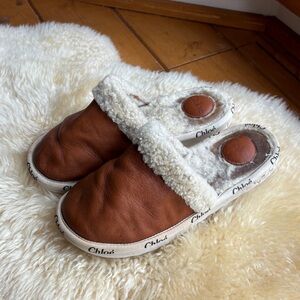 Chloe Woody Shearling Lined Slippers